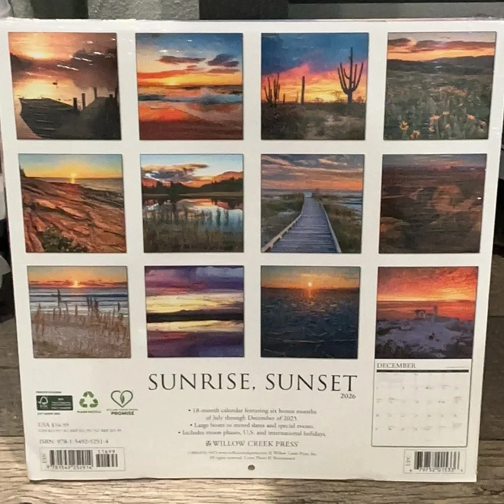 New 3 pack 2026 Calendars America’s 250th birthday Sunrise Sunset Scenic America